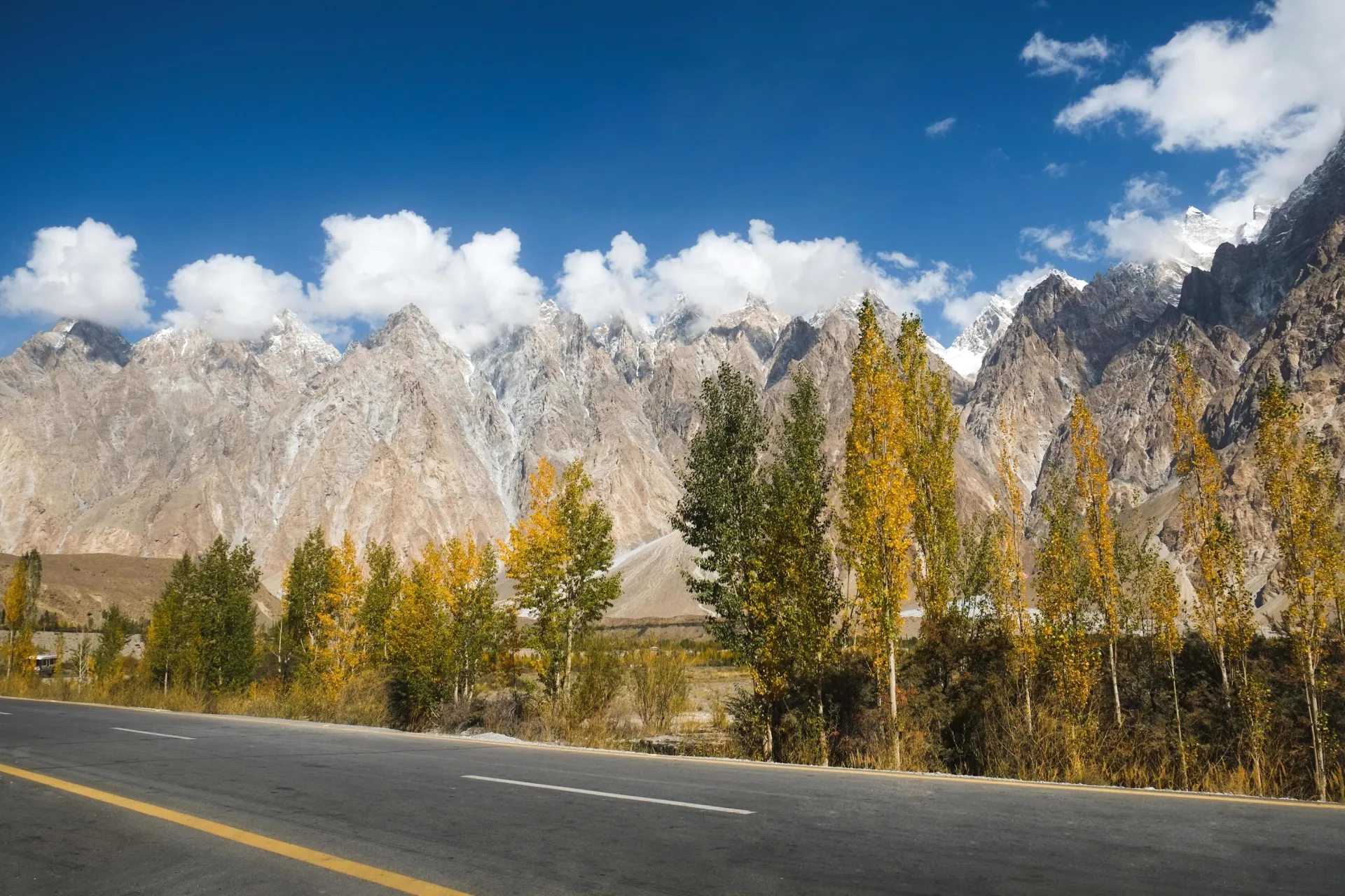 Passu Cones rising dramatically above the Hunza Valley