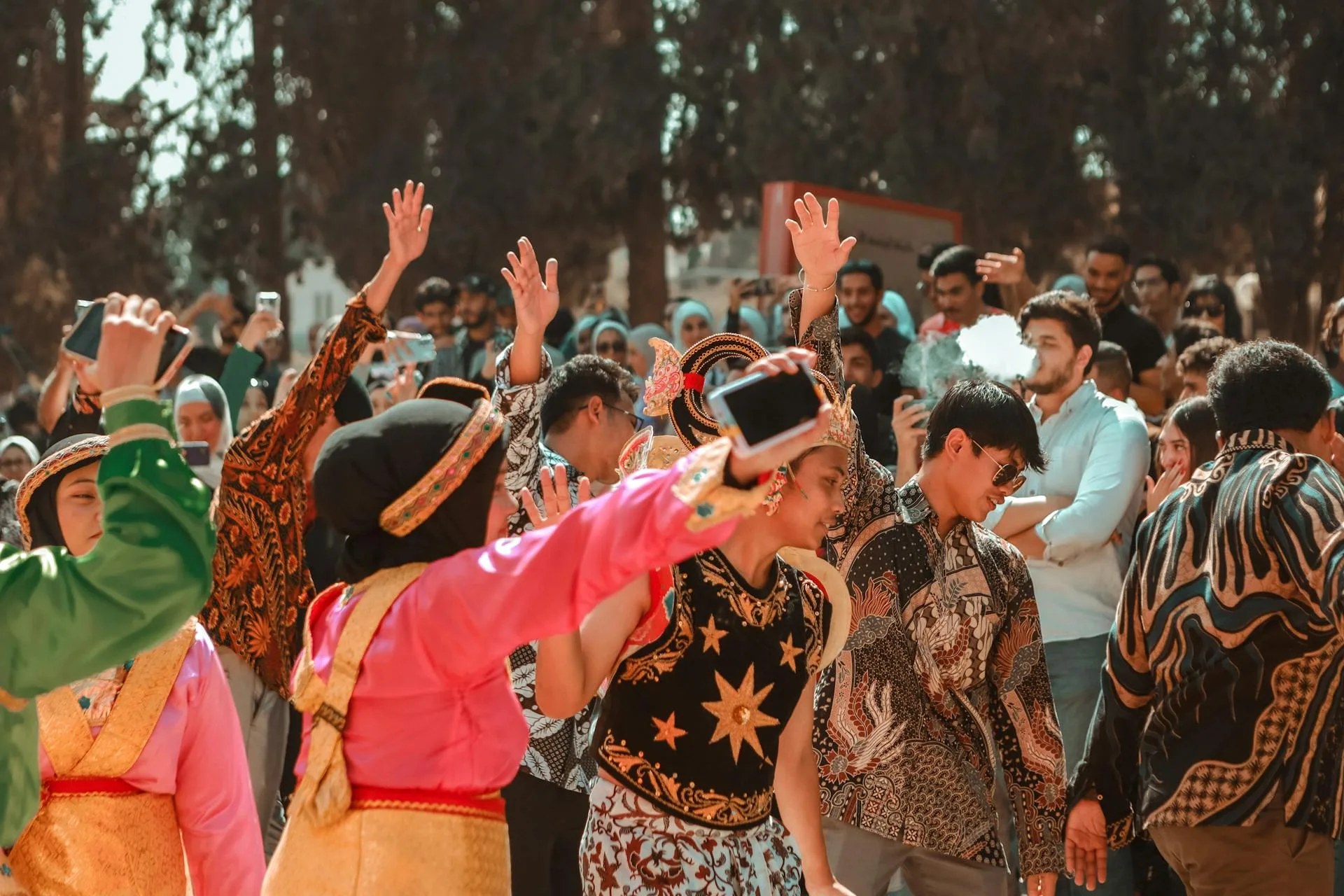 Traditional dancing crowd