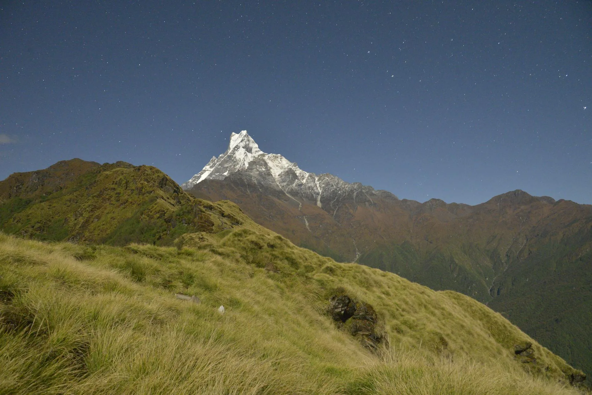 Grassland mountains night