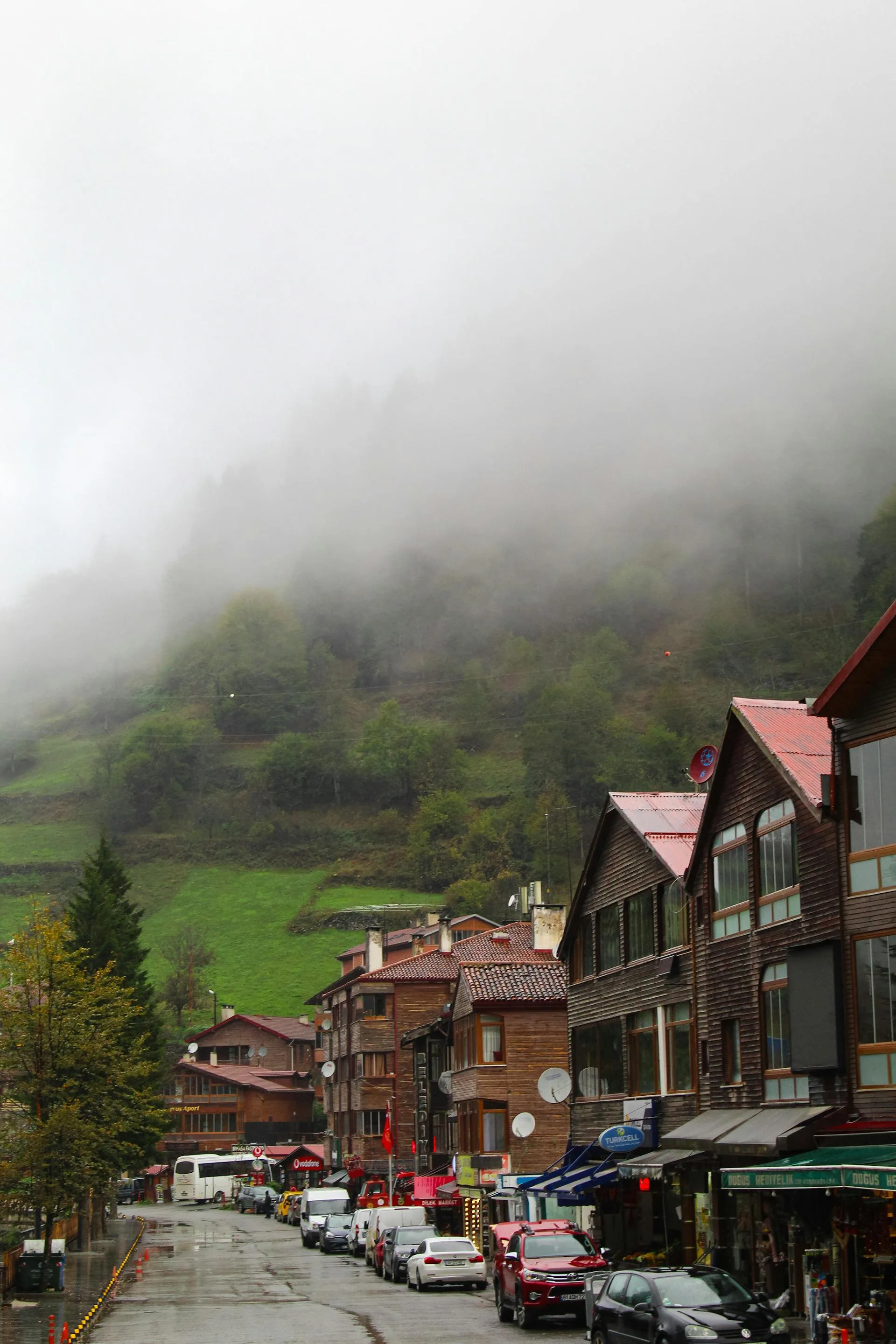 Foggy mountain village