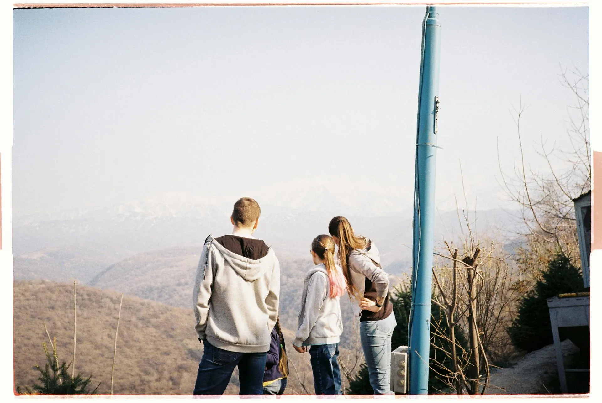 Family enjoying time in mountain scenery