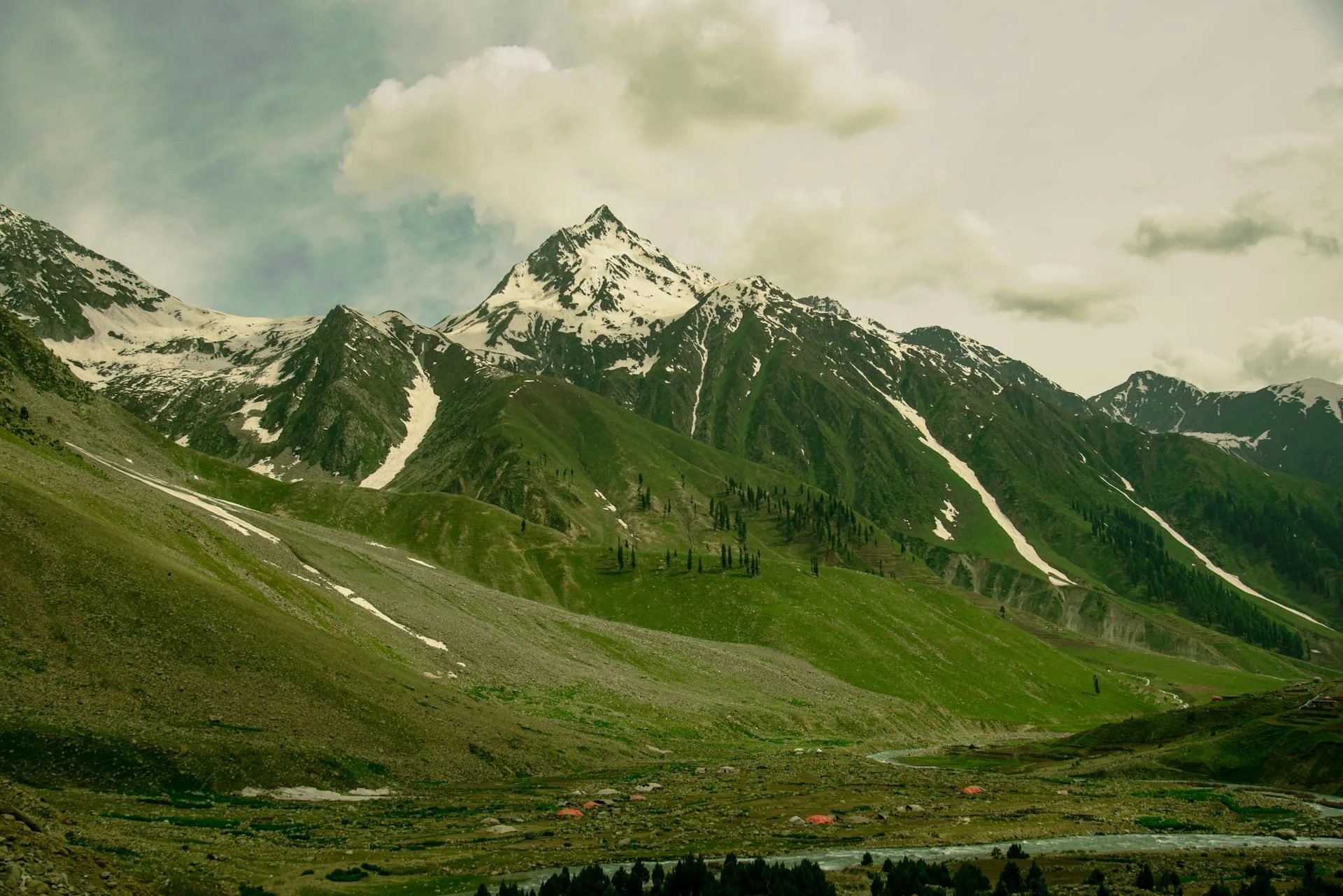 Lush green mountain landscape in the Hunza region