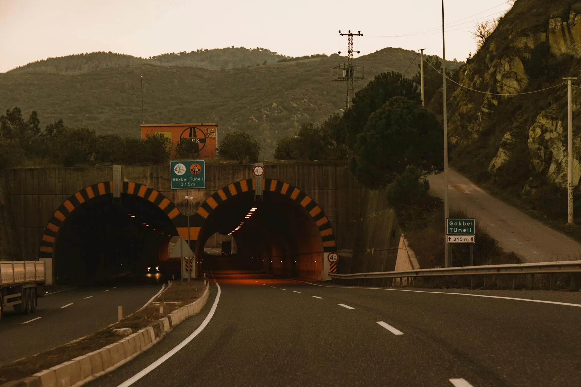 Tunnel entrance through mountains