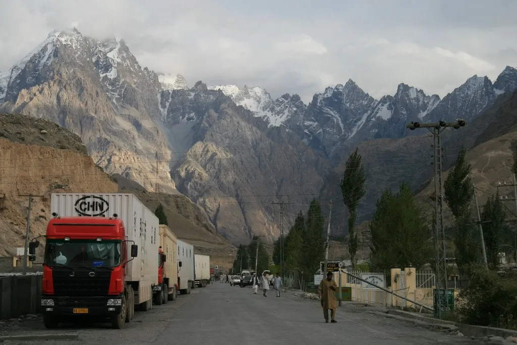 Trucks at Sost, the last Pakistani town on the Karakoram Highway