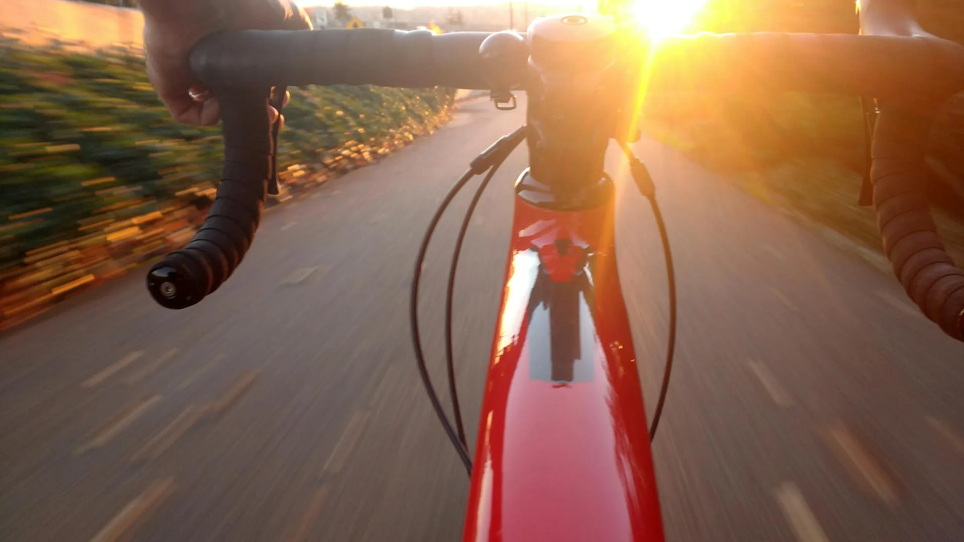 Road cyclist sunset