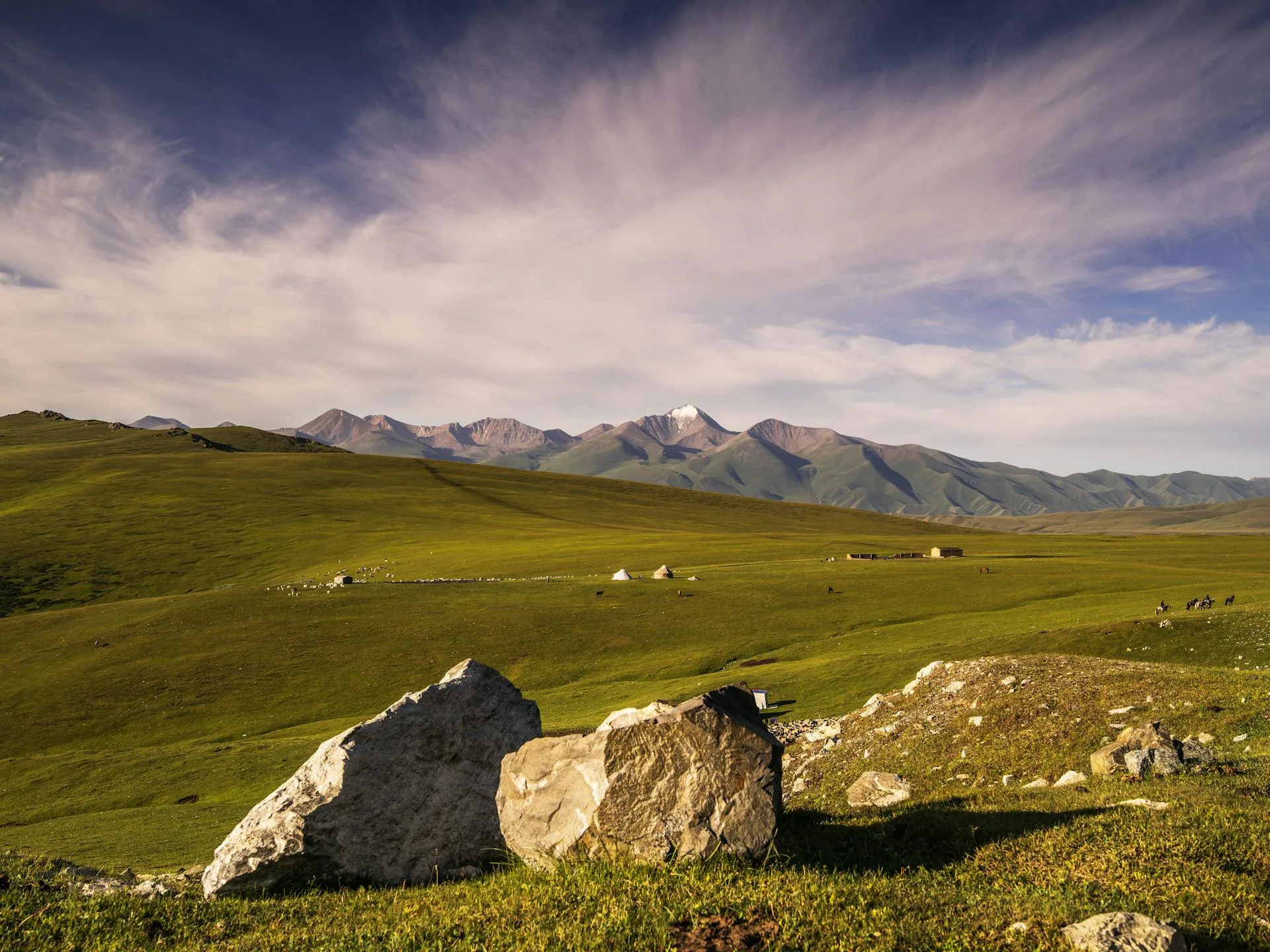 Rock boulders grassland