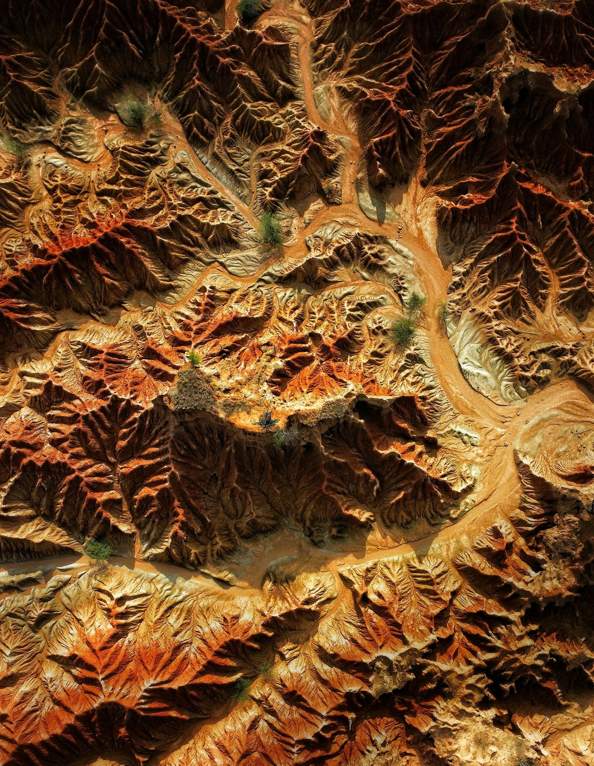 Aerial view of dramatic desert mountains