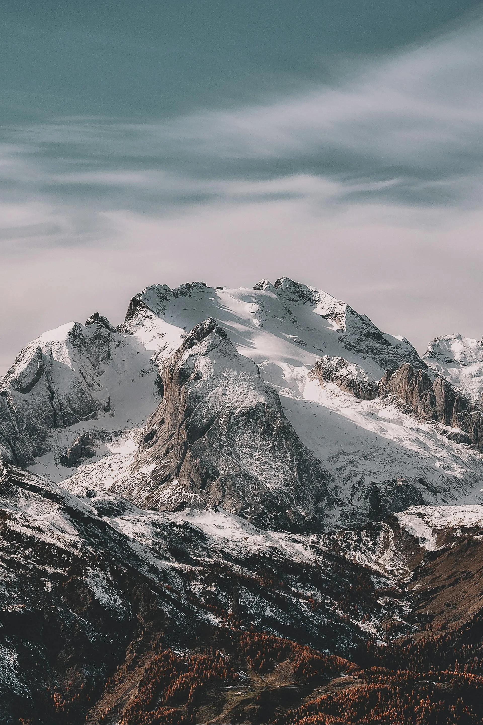 Snow-covered mountain landscape along the Biafo Glacier